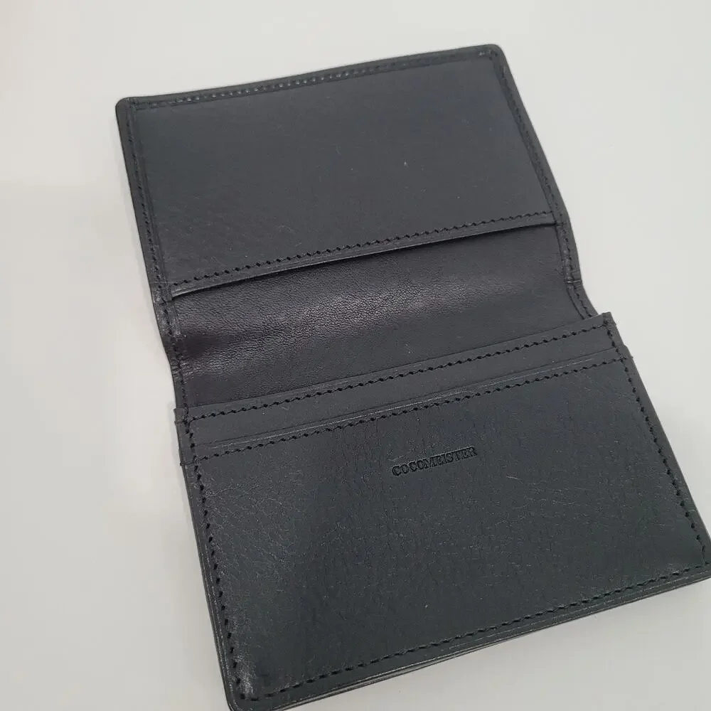 Cocomeister Designer Card Wallet Black Bifold Leather Folding Small Mini Quality
